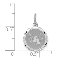 Sterling Silver Rhodium-plated Wedding Bells Disc Charm QC2075