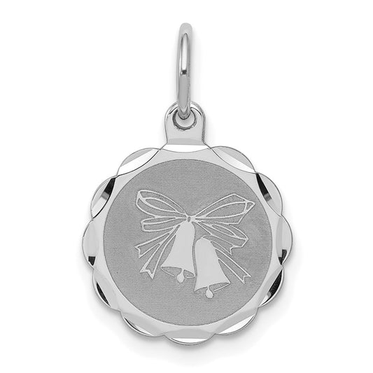 Sterling Silver Rhodium-plated Wedding Bells Disc Charm QC2075