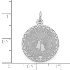 Sterling Silver Rhodium-plated Wedding Bells Disc Charm QC2077