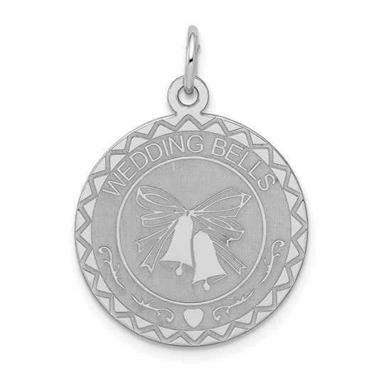 Sterling Silver Rhodium-plated Wedding Bells Disc Charm QC2077