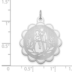 Sterling Silver Rhodium-plated Bride & Groom Disc Charm QC2084