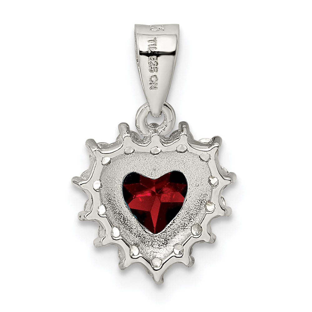 Sterling Silver Rhodium-plated Garnet and CZ Pendant QC2166