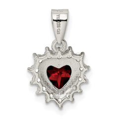 Sterling Silver Rhodium-plated Garnet and CZ Pendant QC2166
