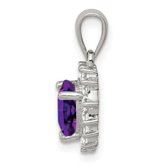 Sterling Silver Rhodium-plated Amethyst and CZ Pendant QC2177