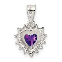 Sterling Silver Rhodium-plated Amethyst and CZ Pendant QC2177
