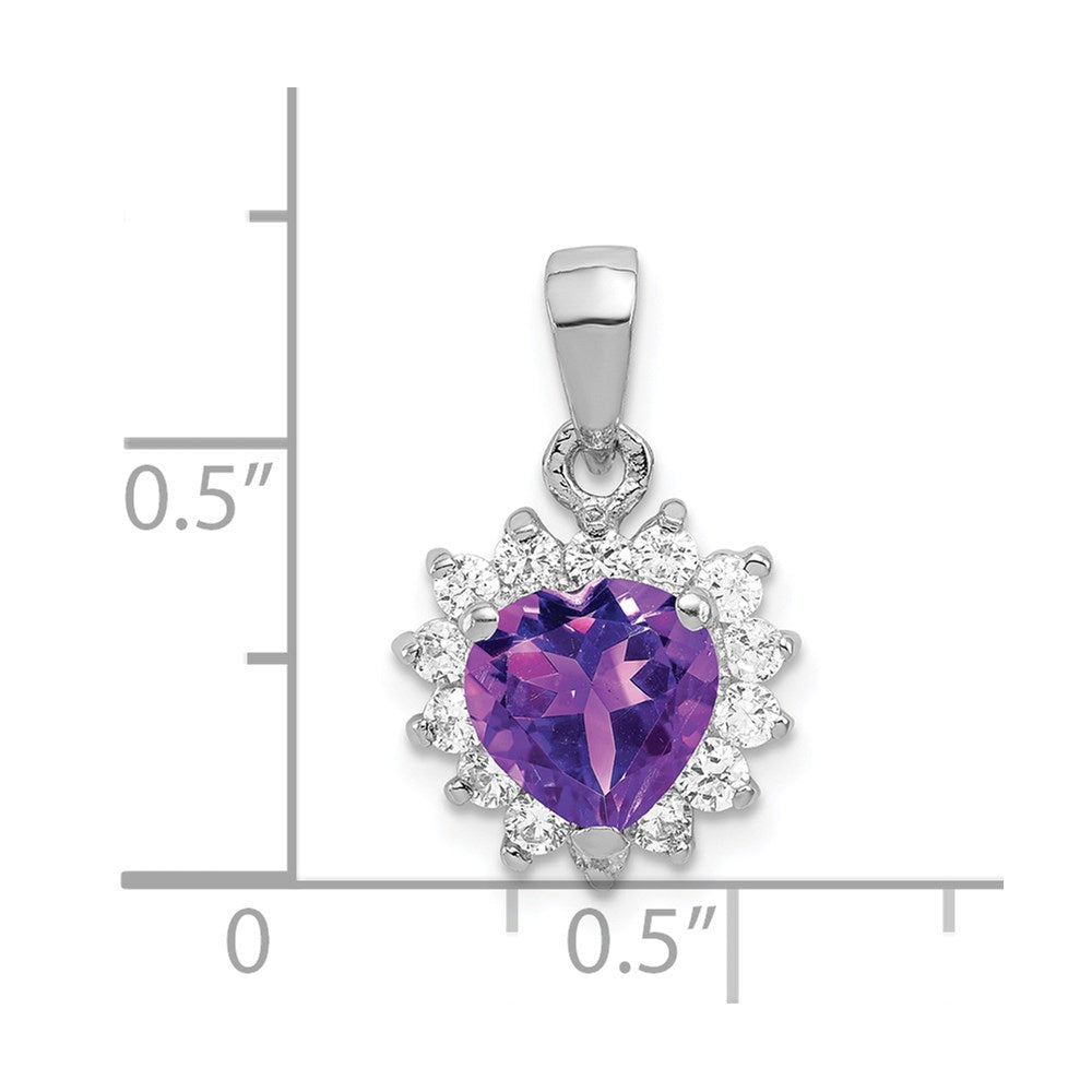 Sterling Silver Rhodium-plated Amethyst and CZ Pendant QC2177
