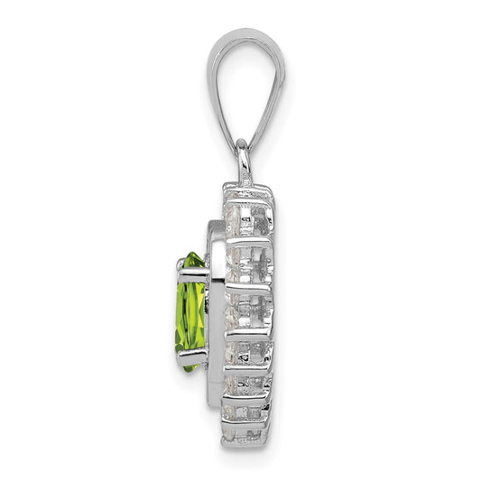 Sterling Silver Rhodium-plated Peridot and CZ Pendant QC2210