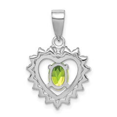 Sterling Silver Rhodium-plated Peridot and CZ Pendant QC2210