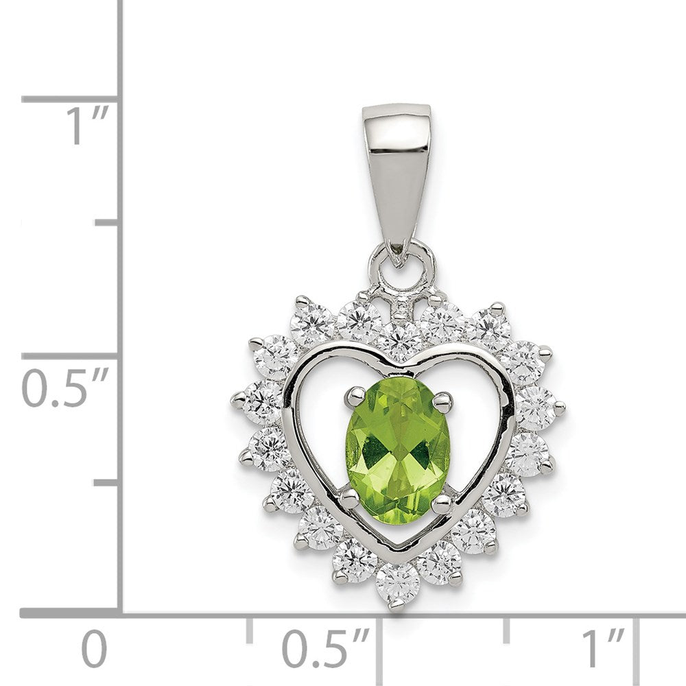 Sterling Silver Rhodium-plated Peridot and CZ Pendant QC2210