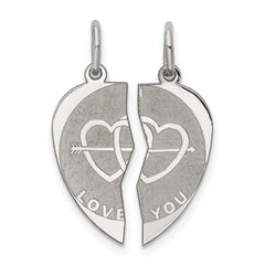 Sterling Silver Rhodium-plated 2-piece Love You Disc Charm QC2242
