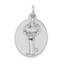 Sterling Silver Rhodium-plated key Charm QC227