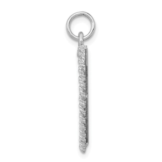 SS Rh-plt Happy Anniversary Polished Front/Satin Back Disc Charm QC2270A