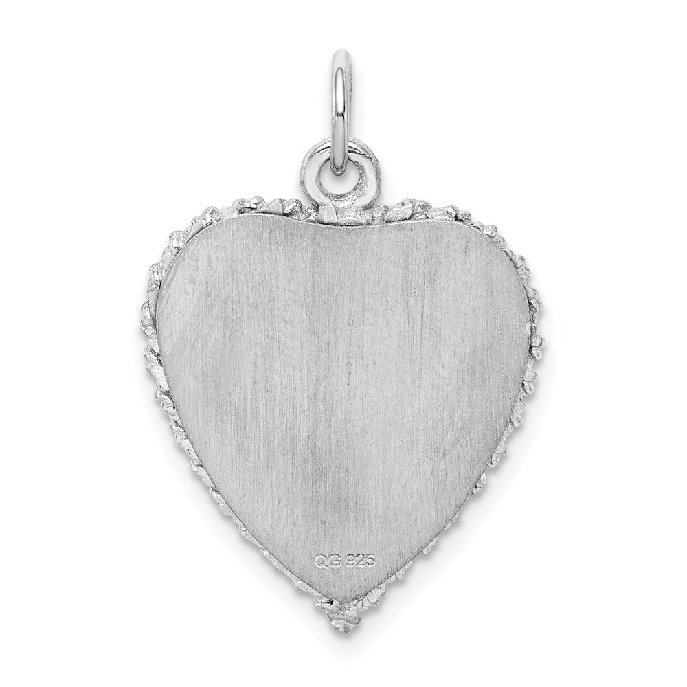 SS Rh-plt Happy Anniversary Polished Front/Satin Back Disc Charm QC2270A
