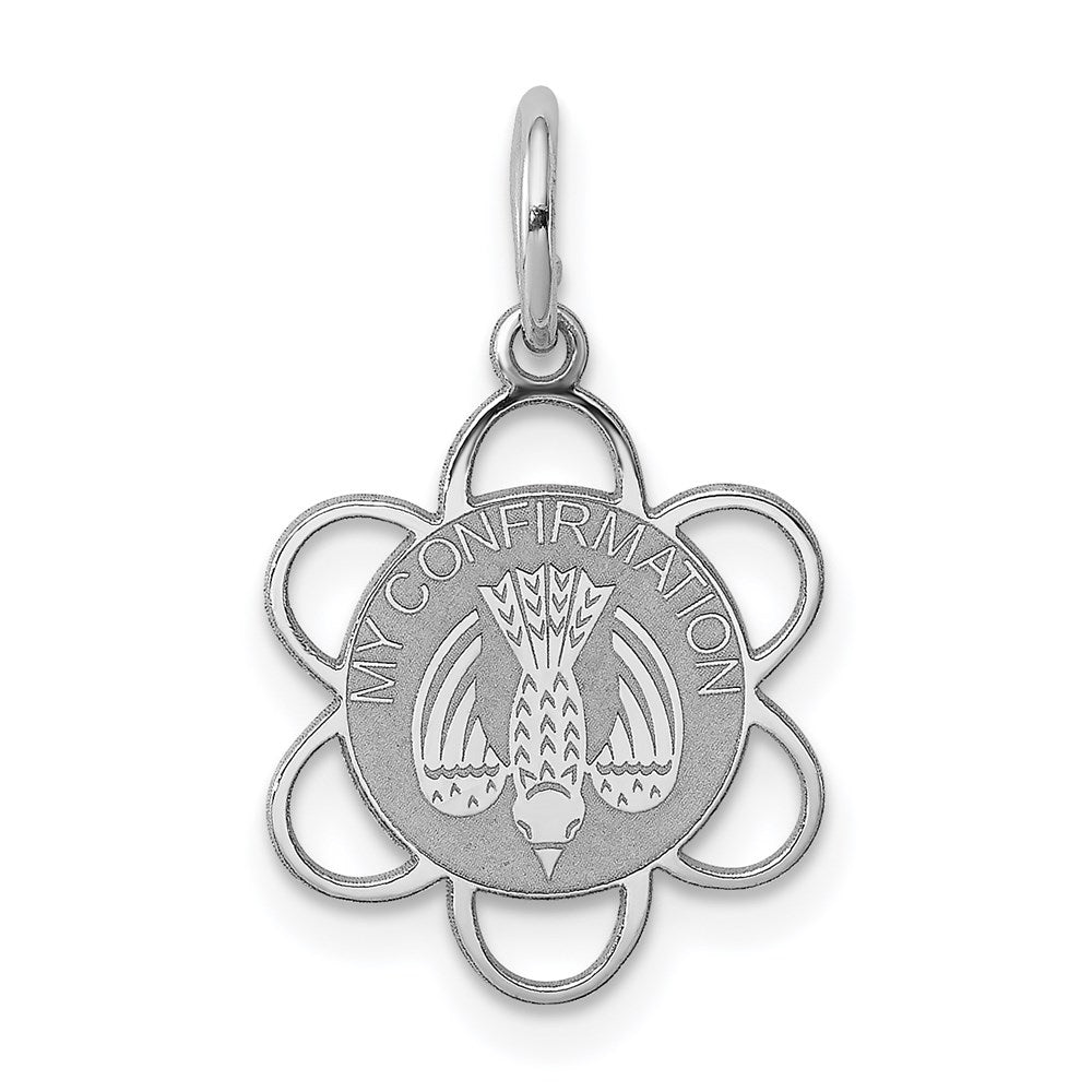 Sterling Silver Rhodium-plated My Confirmation Disc Charm QC2381