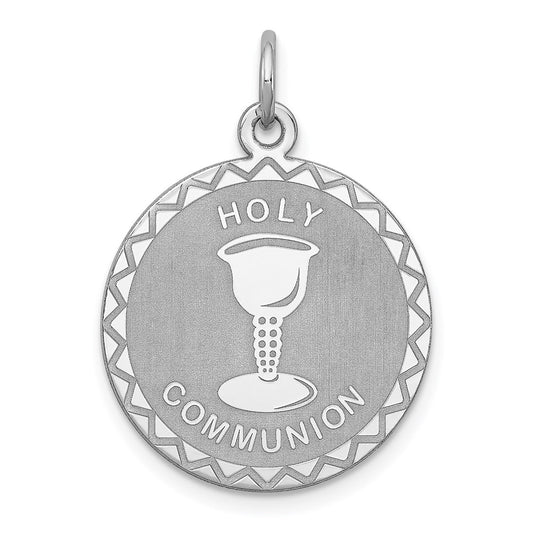 Sterling Silver Rhodium-plated Holy Communion Disc Charm QC2393