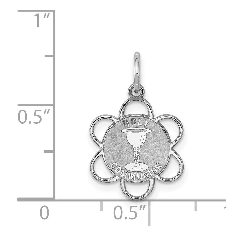 Sterling Silver Rhodium-plated Holy Communion Disc Charm QC2398