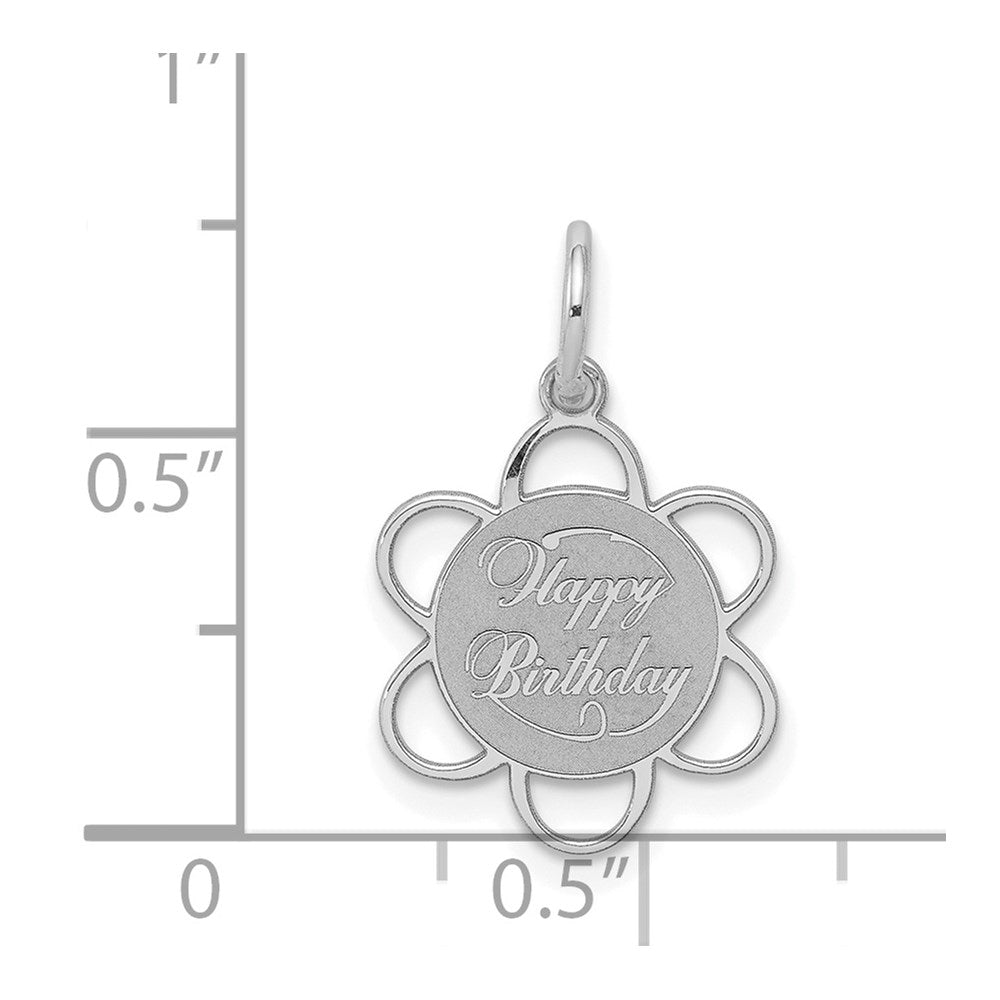 Sterling Silver Rhodium-plated Happy Birthday Disc Charm QC2464