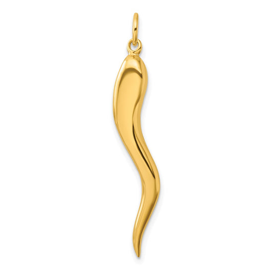 Sterling Silver Gold-tone Polished Italian Horn Pendant QC264GP