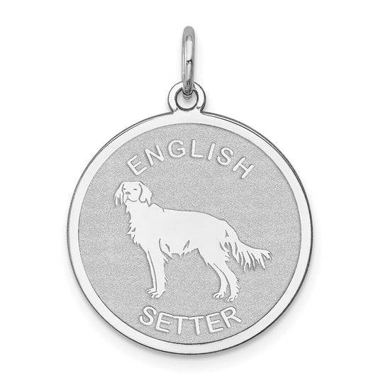 Sterling Silver Rhodium-plated English Setter Disc Charm QC2684