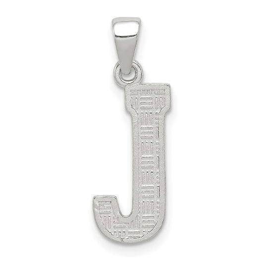 Sterling Silver Rhodium-plated Letter J Initial Pendant QC2762J