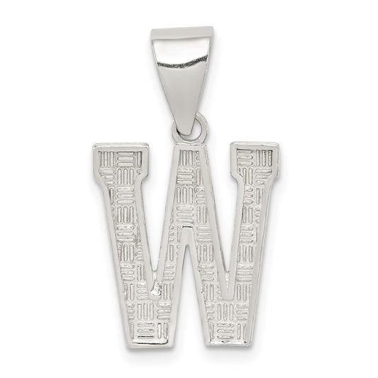 Sterling Silver Rhodium-plated Letter W Initial Pendant QC2762W