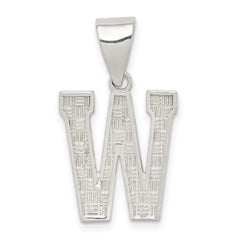 Sterling Silver Rhodium-plated Letter W Initial Pendant QC2762W