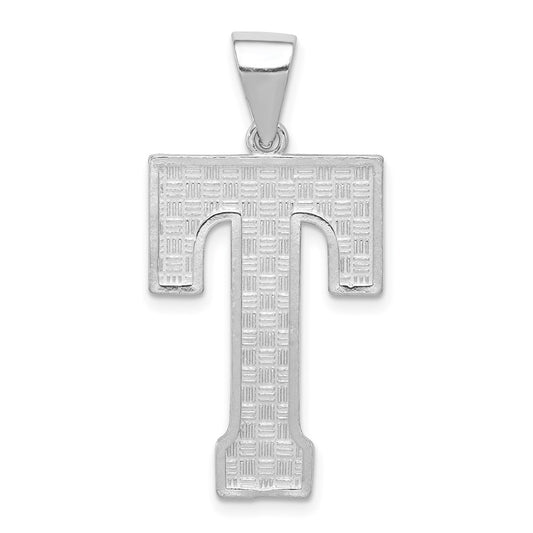 Sterling Silver Rhodium-plated Letter T Initial Pendant QC2766T