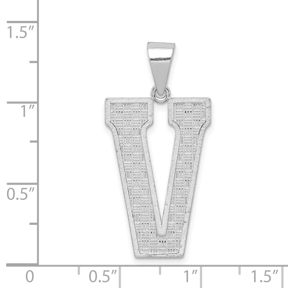 Sterling Silver Rhodium-plated Letter V Initial Pendant QC2766V
