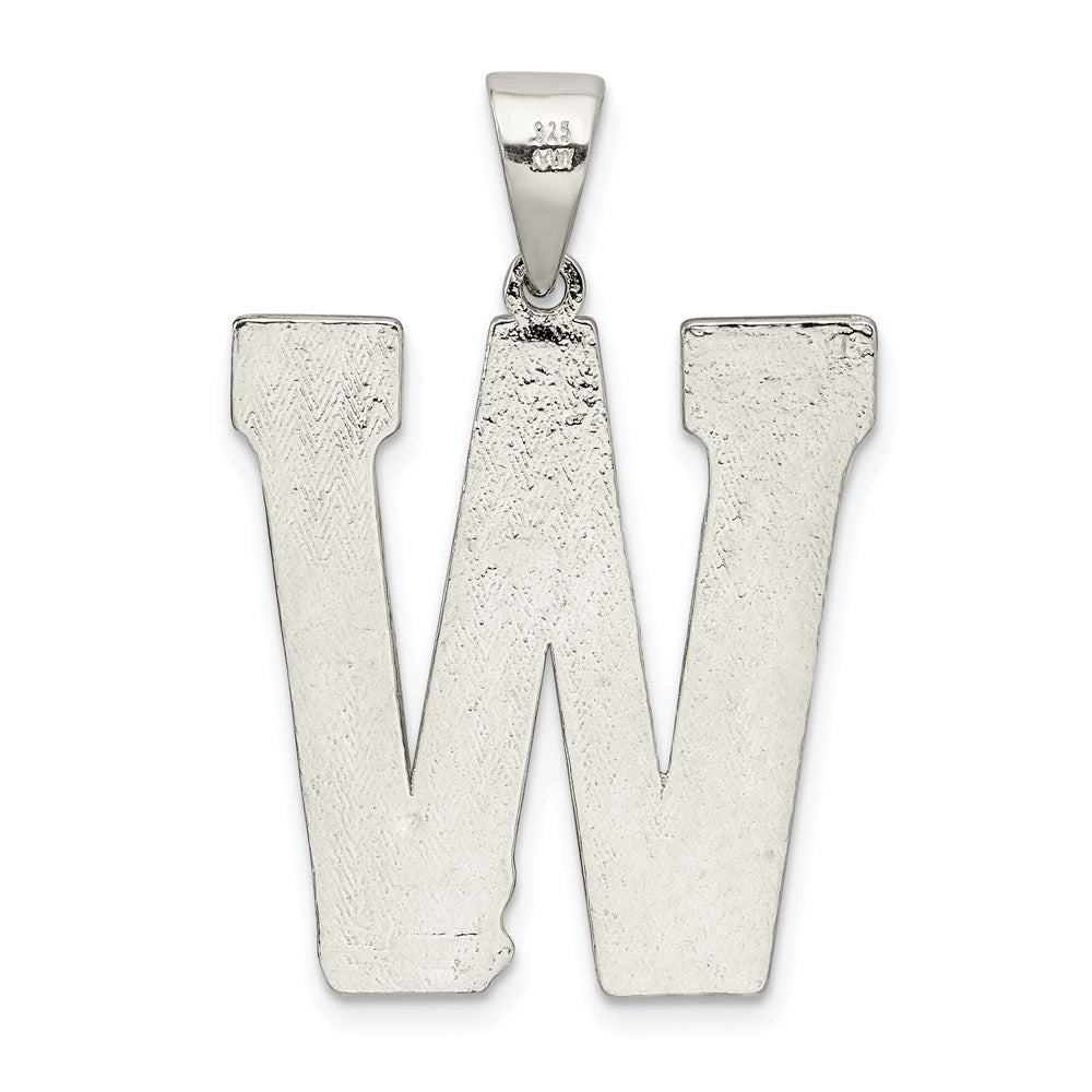 Sterling Silver Rhodium-plated Letter W Initial Pendant QC2766W