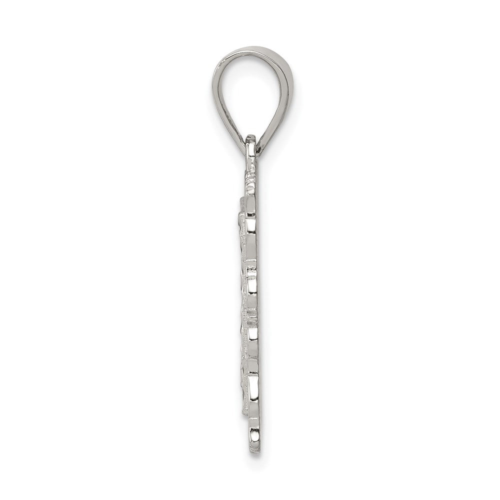 Sterling Silver Square Diamond-cut Letter A Initial Pendant QC2770A