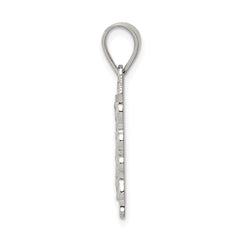 Sterling Silver Square Diamond-cut Letter A Initial Pendant QC2770A