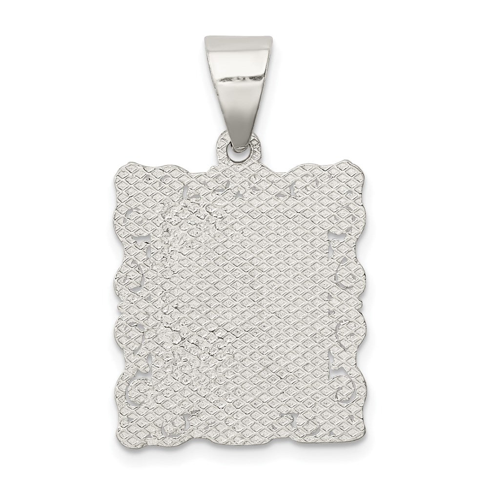 Sterling Silver Square Diamond-cut Letter A Initial Pendant QC2770A