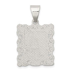 Sterling Silver Square Diamond-cut Letter A Initial Pendant QC2770A