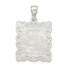 Sterling Silver Square Diamond-cut Letter B Initial Pendant QC2770B