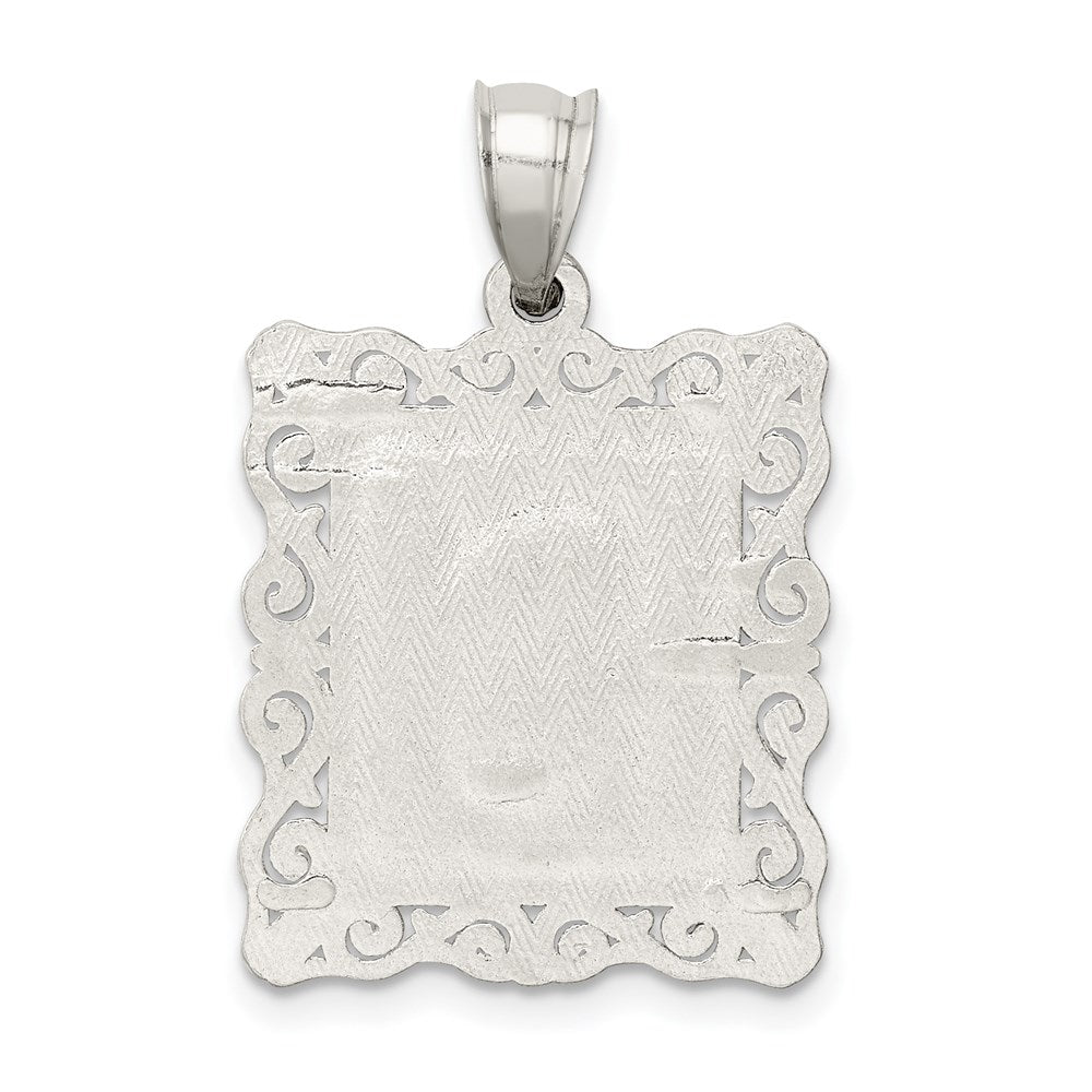 Sterling Silver Square Diamond-cut Letter S Initial Pendant QC2770S