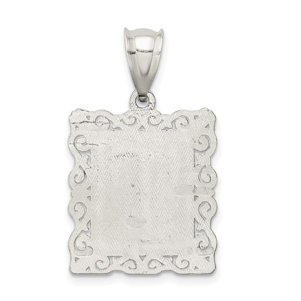 Sterling Silver Square Diamond-cut Letter T Initial Pendant QC2770T
