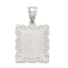Sterling Silver Square Diamond-cut Letter T Initial Pendant QC2770T