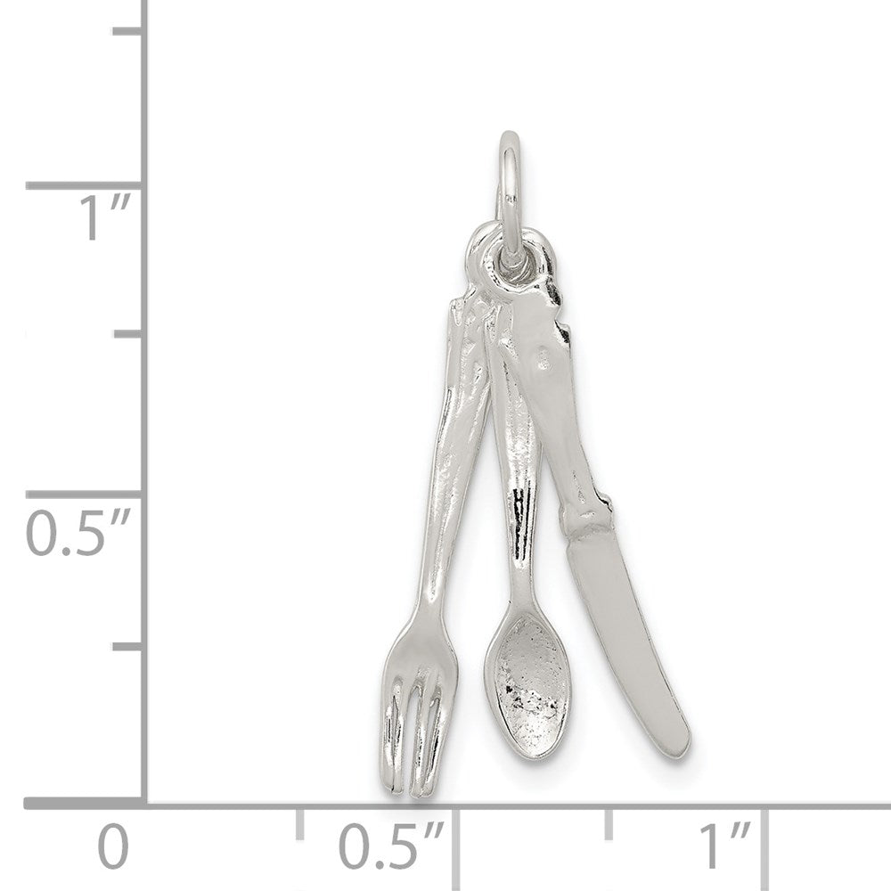 Sterling Silver Knife, Fork & Spoon Charm QC2774