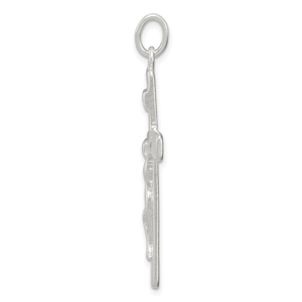 Sterling Silver Satin INRI Crucifix Pendant QC2840