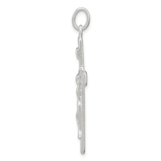 Sterling Silver Satin INRI Crucifix Pendant QC2840