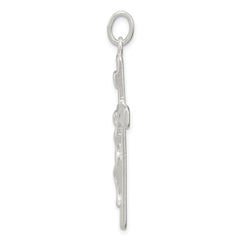 Sterling Silver Satin INRI Crucifix Pendant QC2840