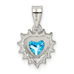Sterling Silver Blue Topaz & CZ Pendant QC2932
