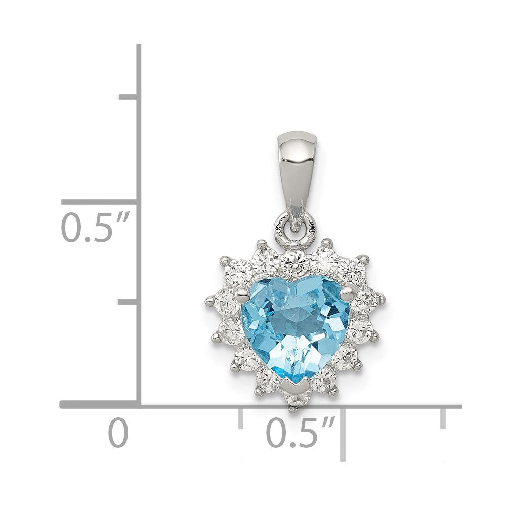 Sterling Silver Blue Topaz & CZ Pendant QC2932