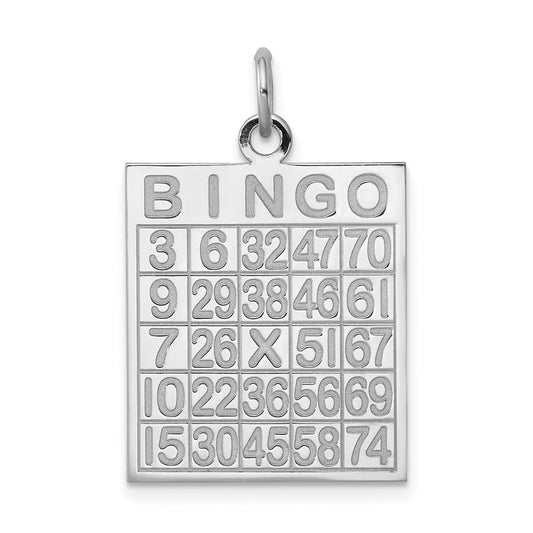 Sterling Silver Rhodium-plated Bingo Card Polished Pendant QC293