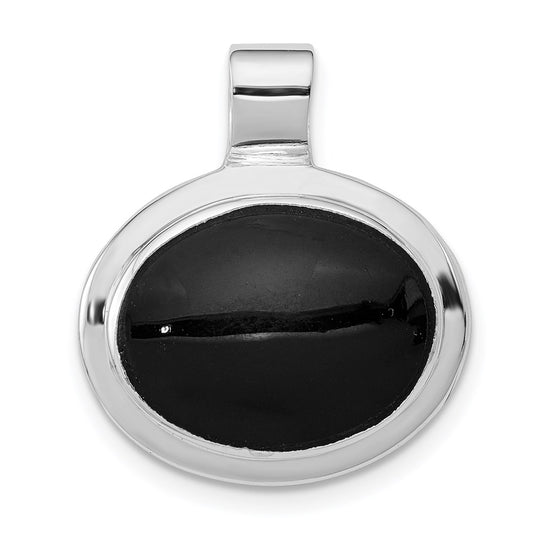 Sterling Silver Rhodium Plated Onyx Pendant QC2958