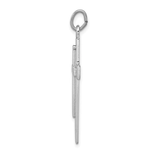 Sterling Silver Rhodium-plated Satin & Polished Cross Pendant QC3225