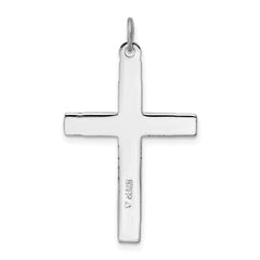 Sterling Silver Rhodium-plated Enameled & Blue CZ Cross Pendant QC3262