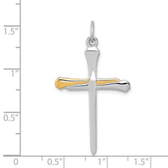 Sterling Silver Rhodium-plated & Vermeil Nail Cross Pendant QC3265