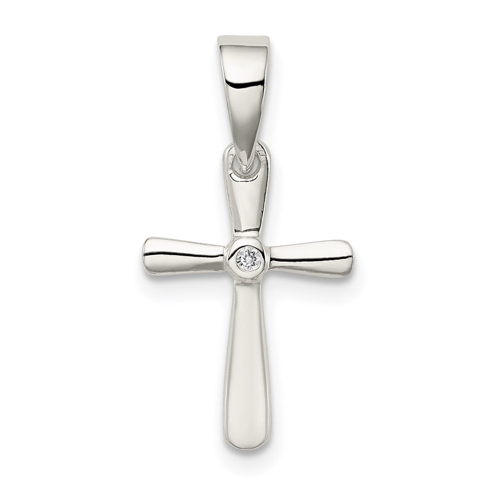 Sterling Silver CZ Cross Pendant QC3305