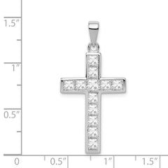 Sterling Silver Rhodium-plated CZ Cross Pendant QC3306
